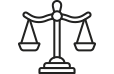 Icon of the scales of justice next to the text THE LAW IS ON YOUR SIDE on a tan background.