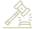 Gavel icon with sunburst: Solar Sales & Installation Fraud